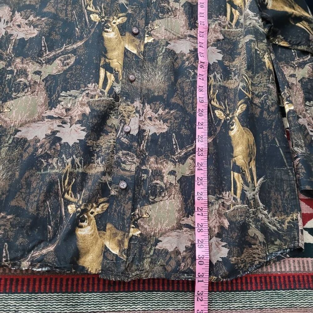Bit & Bridle Deer Print Camouflage Button Down Sh… - image 5